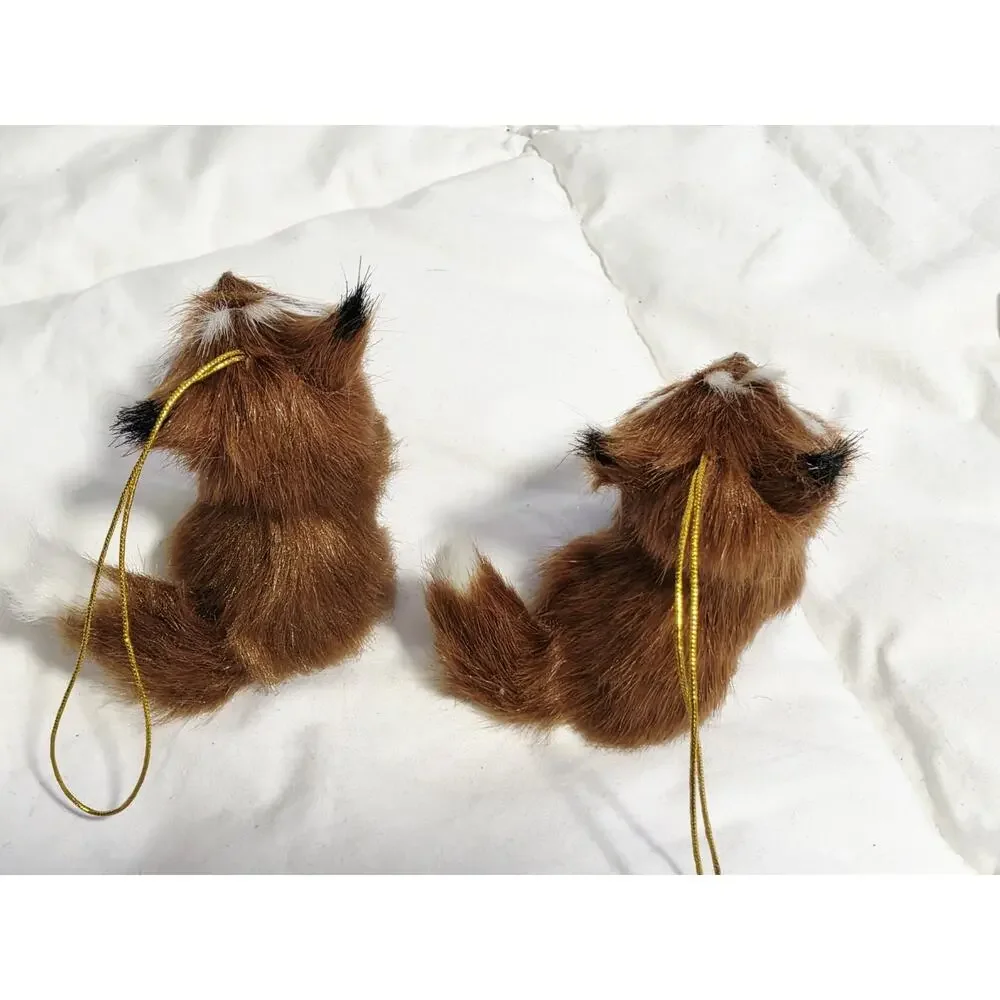Fox Christmas Ornament Set of 1 Brown White 3
